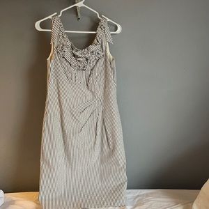 ANTONIO MELANI Blue and White Searsucker Dress